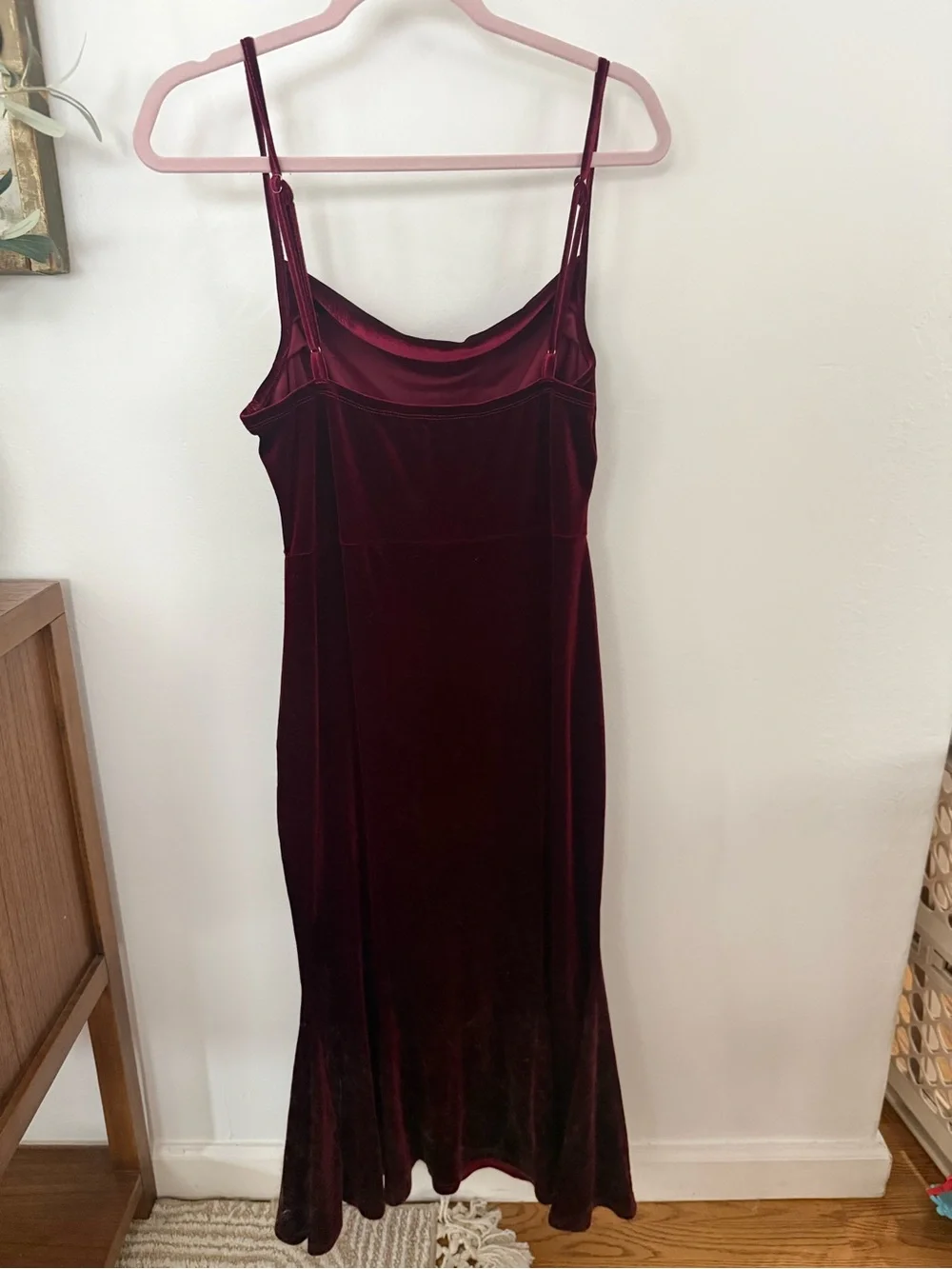 Cider Velvet Slip Midi Dress in Deep Burgundy - Picture 2 of 2